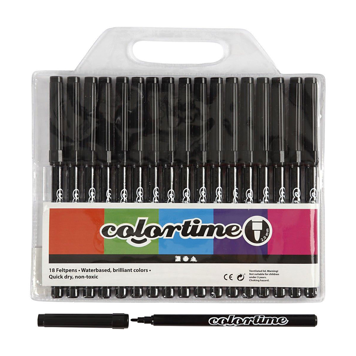 Colortime - Zwarte stiften, 18st.
