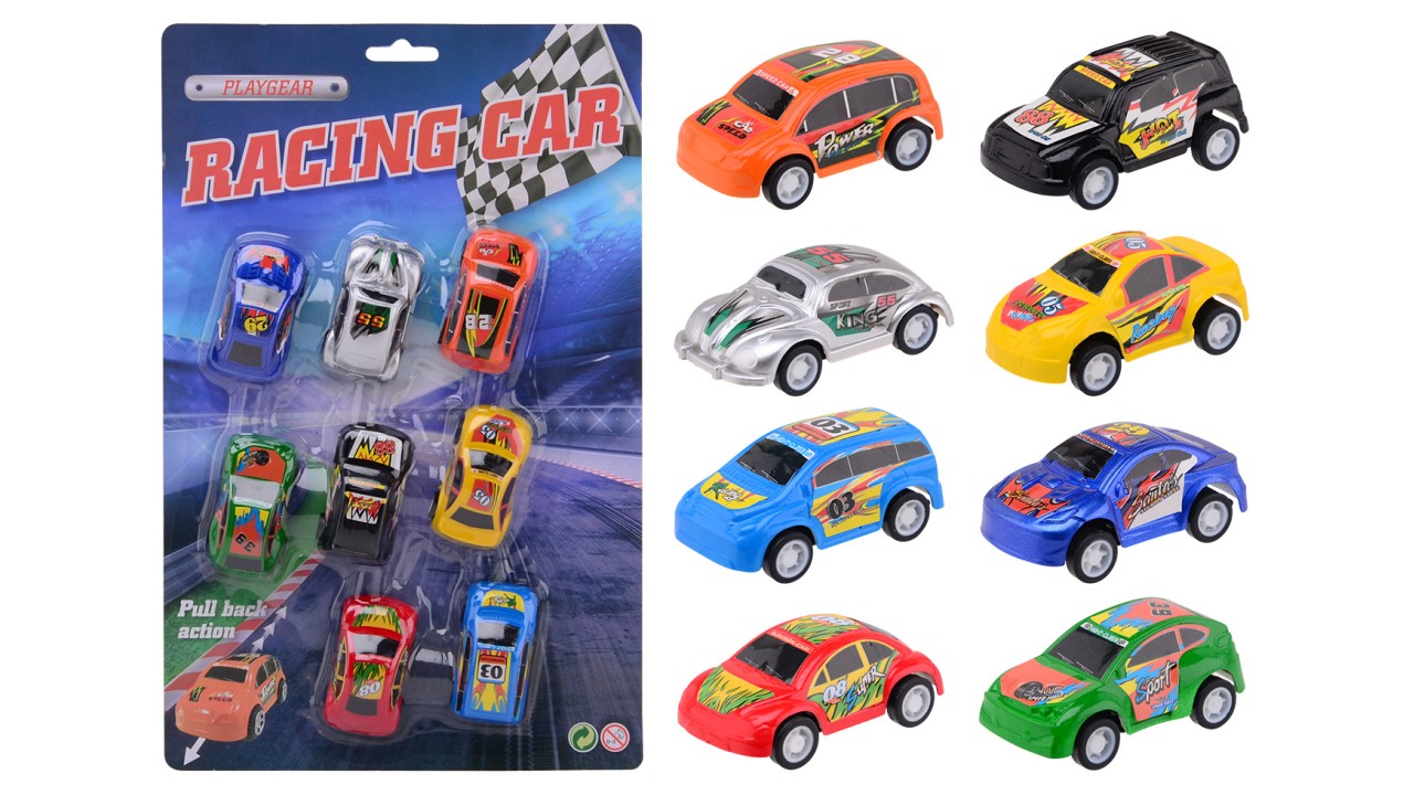Action Racing 8 Pull Back Auto's Op Kaart