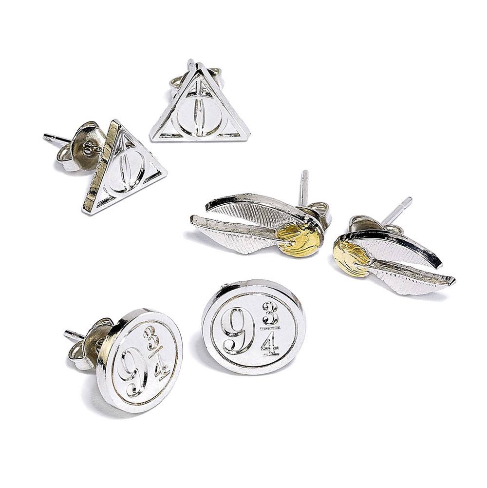 Harry Potter: Stud Earring Set Deathly Hallows/golden Snitch/platform (set 3 Orecchini)