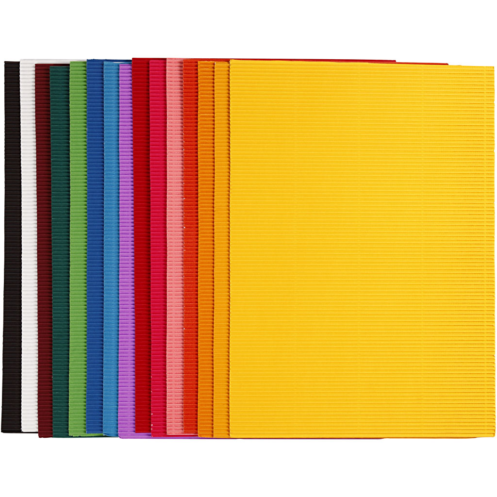 Ribbelkarton Kleur 80gr, 15 Vellen