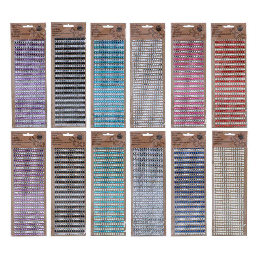 Sticker Diamanten, Set van 12 kleuren