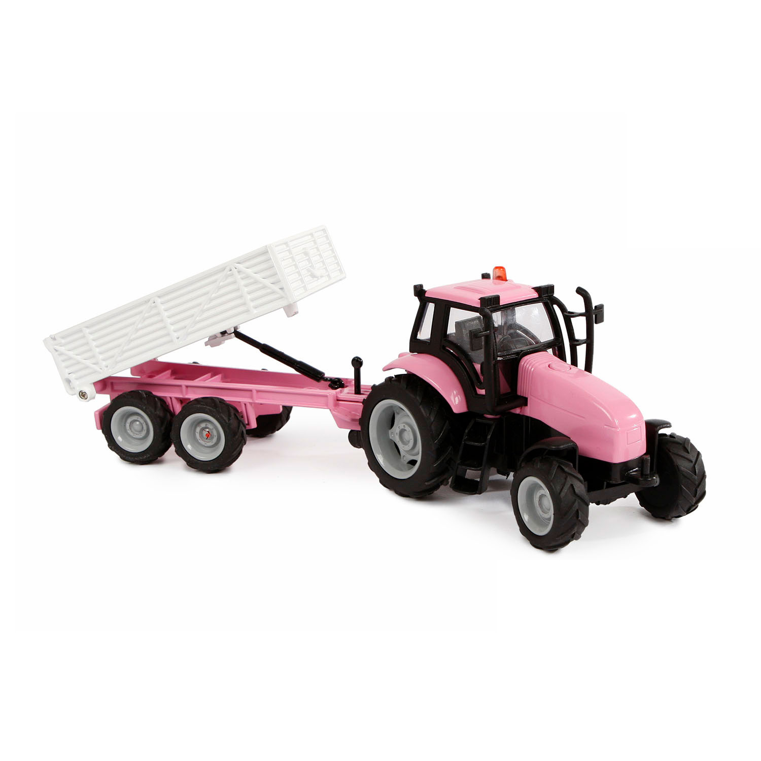 Auto pb Kids Globe tractor roze met aanhanger + licht/geluid: 25 cm (510241)