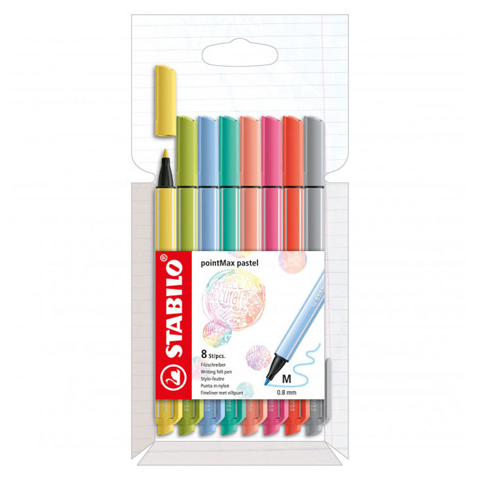 STABILO pointMax Pastel - Hardtip Fineliner - Set Met 8 Stuks