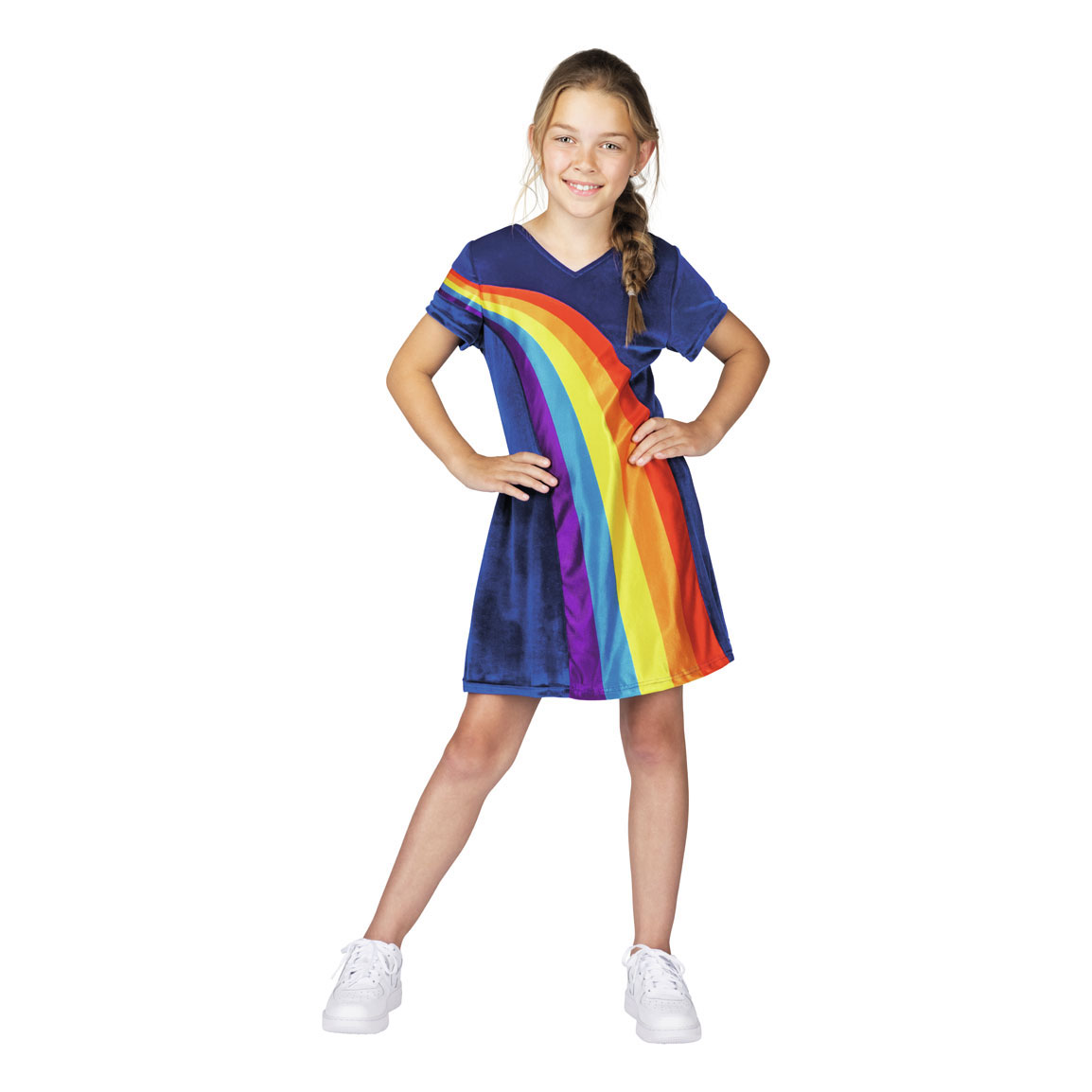 K3 - Verkleedjurk regenboog blauw (3-5j)