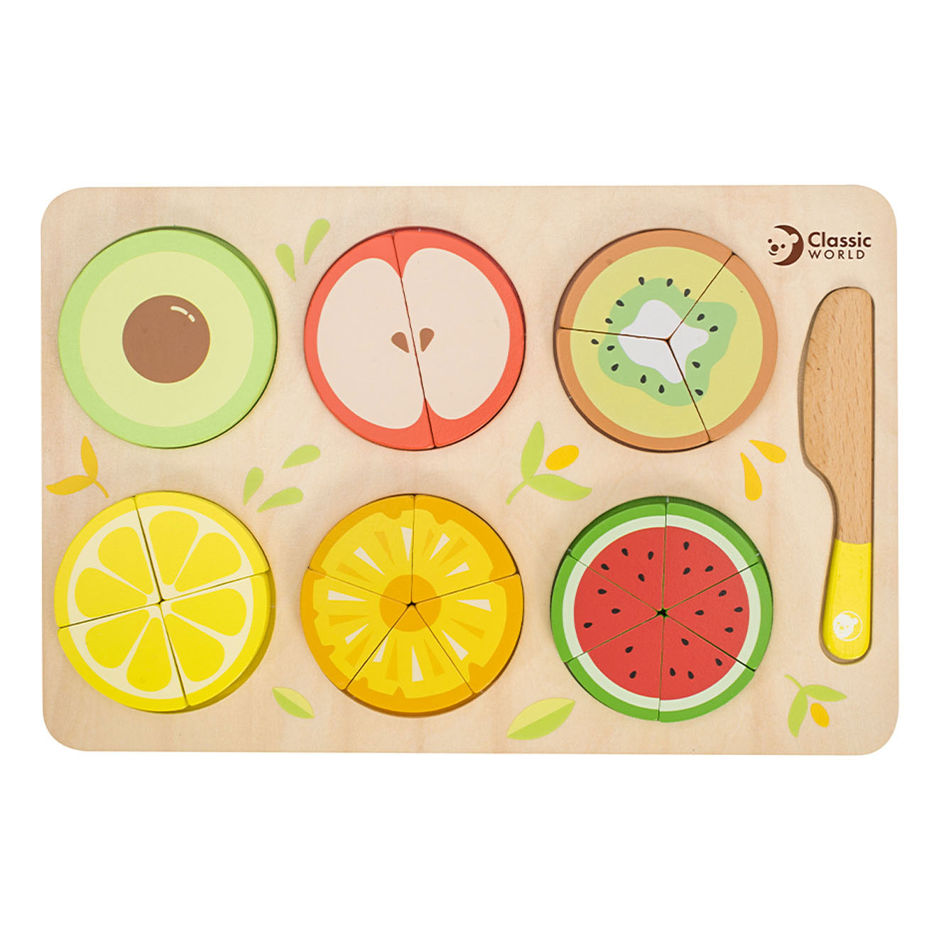 Classic World - Classic World Houten Fruit Puzzel Breuken, 22dlg.
