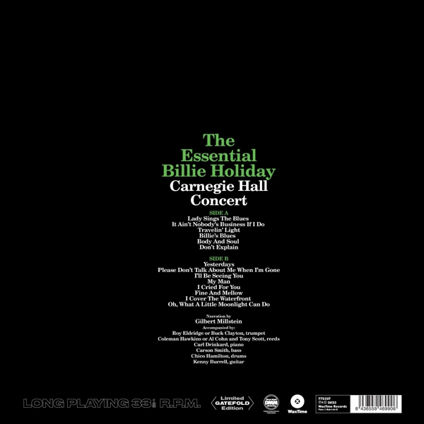 Billie Holiday - The Essential Billie Holiday (Carnegie Hall Concert Recorded Live) (LP) (Limited Edition)