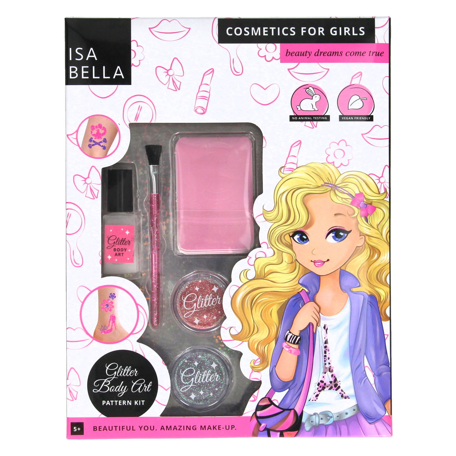 Isabella body art glitters met patronen in doos