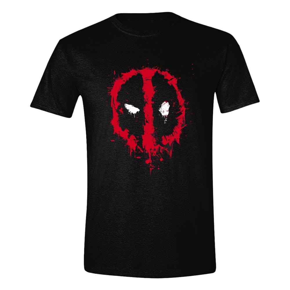 Deadpool - Splat Face Small Black T-shirt (T Shirts)