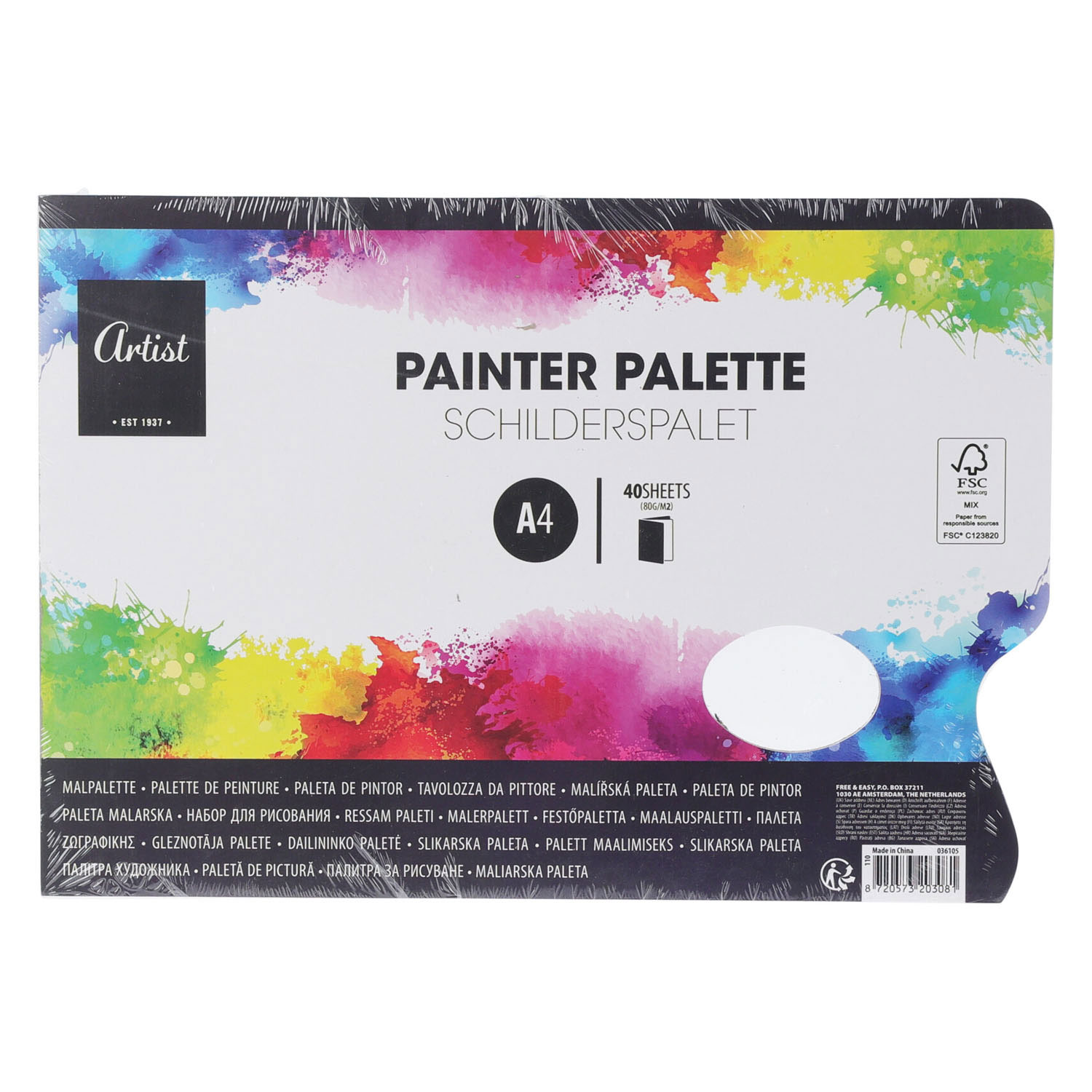 Schilderspalet Papier A4 , 40 Vellen