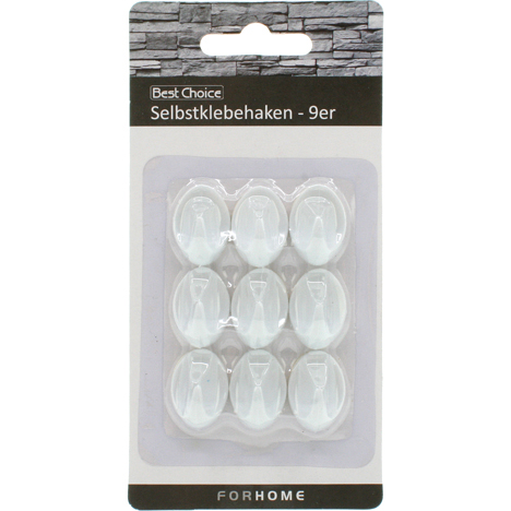 Plakhaken wit extra klein 9 stuks ( 2,5cm )