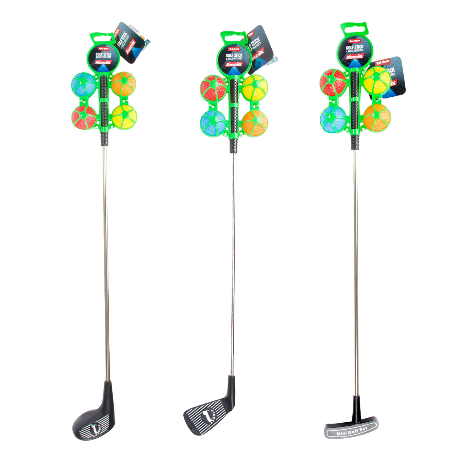 Toi-Toys - Adrenix Golfstick Metaal met 4 Gekleurde Ballen, 5dlg.