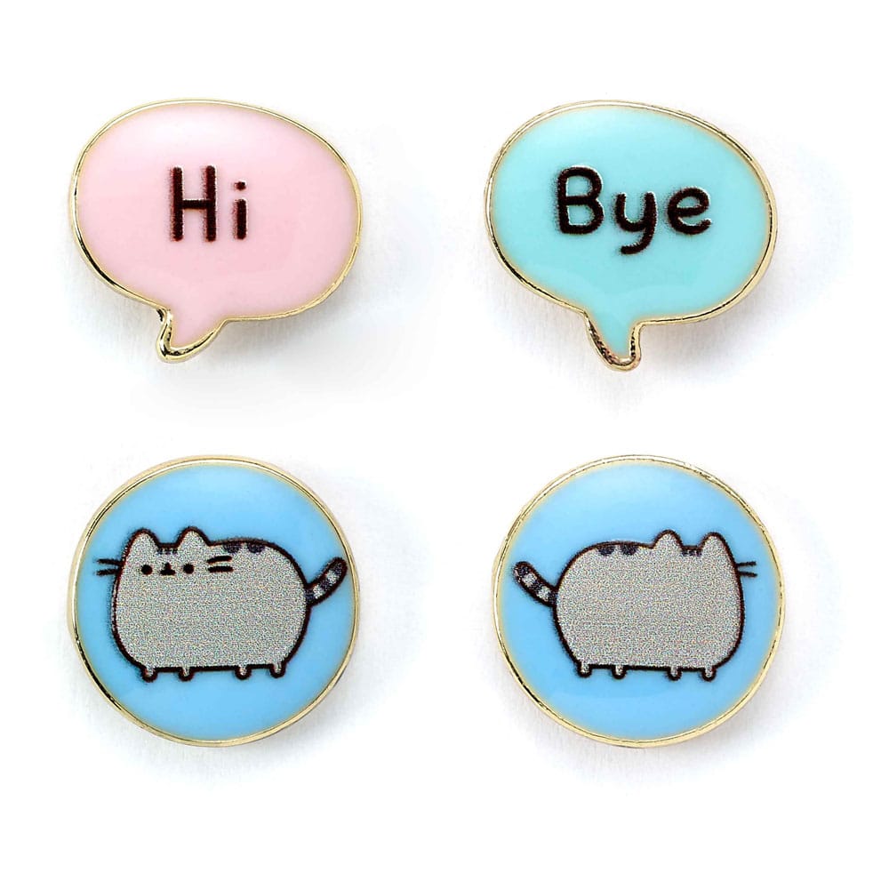 Pusheen The Cat Hi , Bye Stud Earring Set - Gold