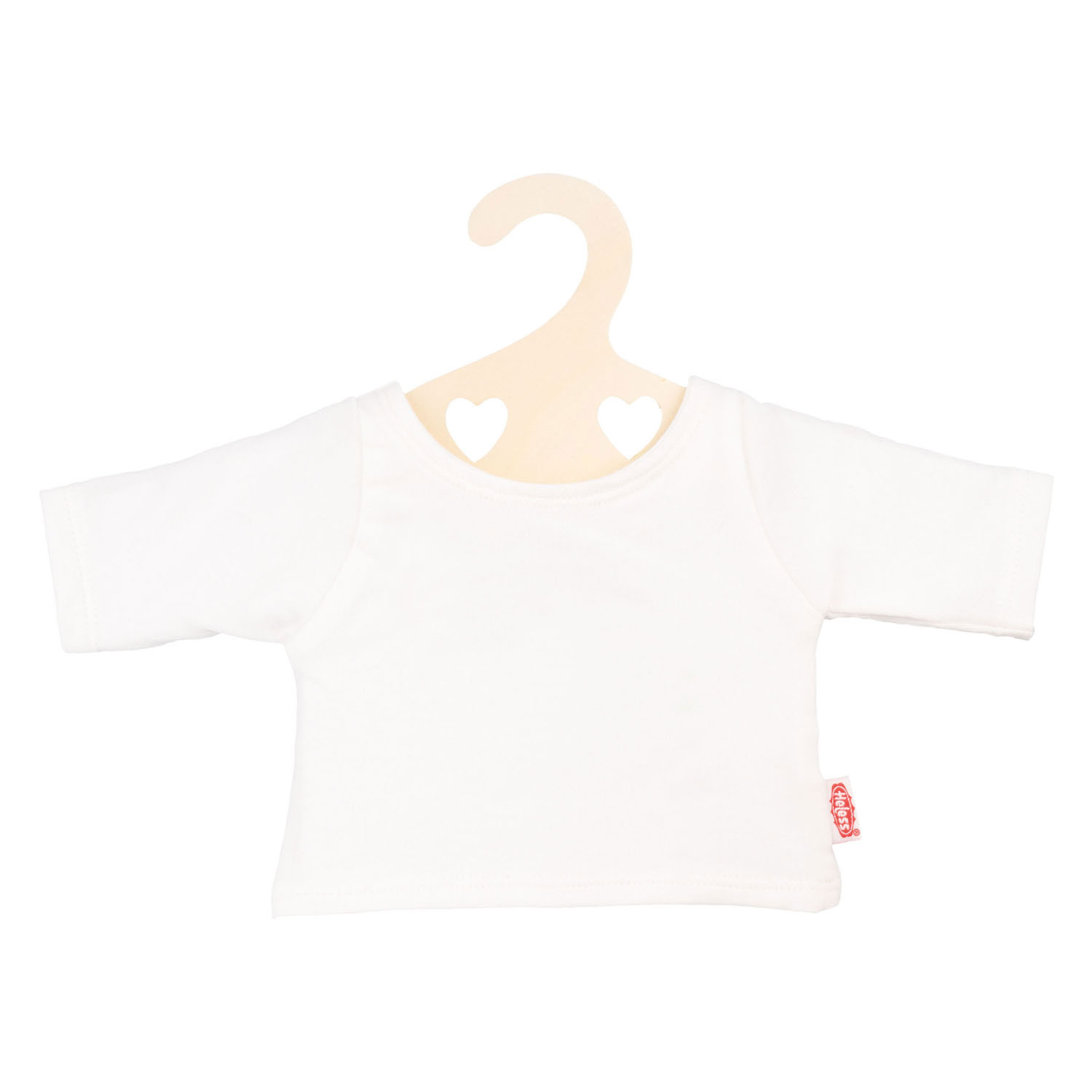 Poppen T-Shirt Wit op Kledinghanger, maat 28-35 cm