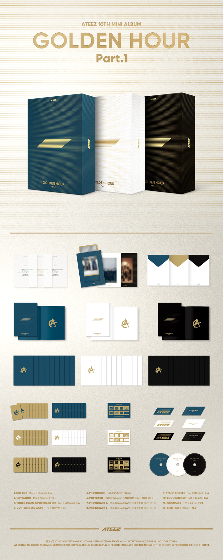 Ateez - 10th mini album [golden hour : part.1] (blue hour, diary, golden hour ver.)