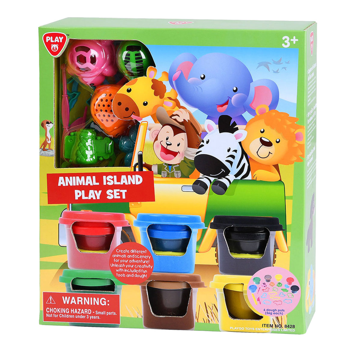 Playgo Dieren Eiland Kleiset. 6 Kleipotjes