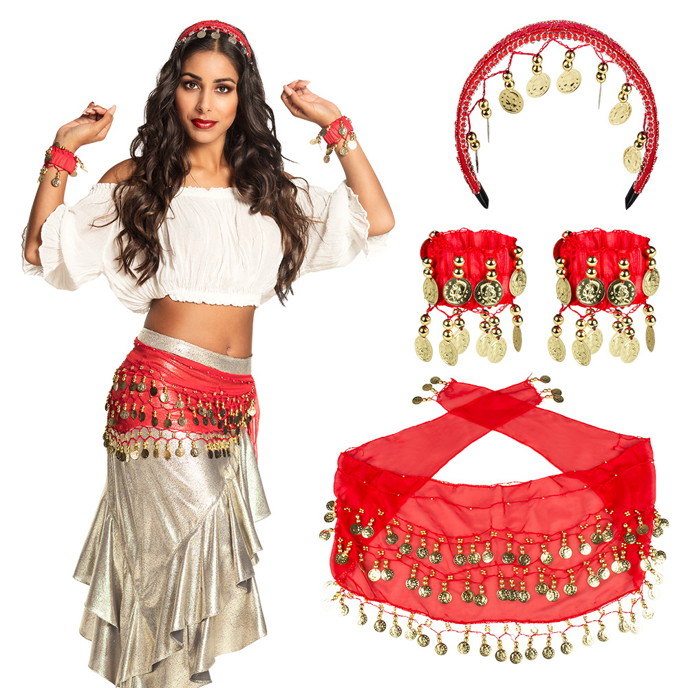 Belly Dance Set Rood, 3dlg.