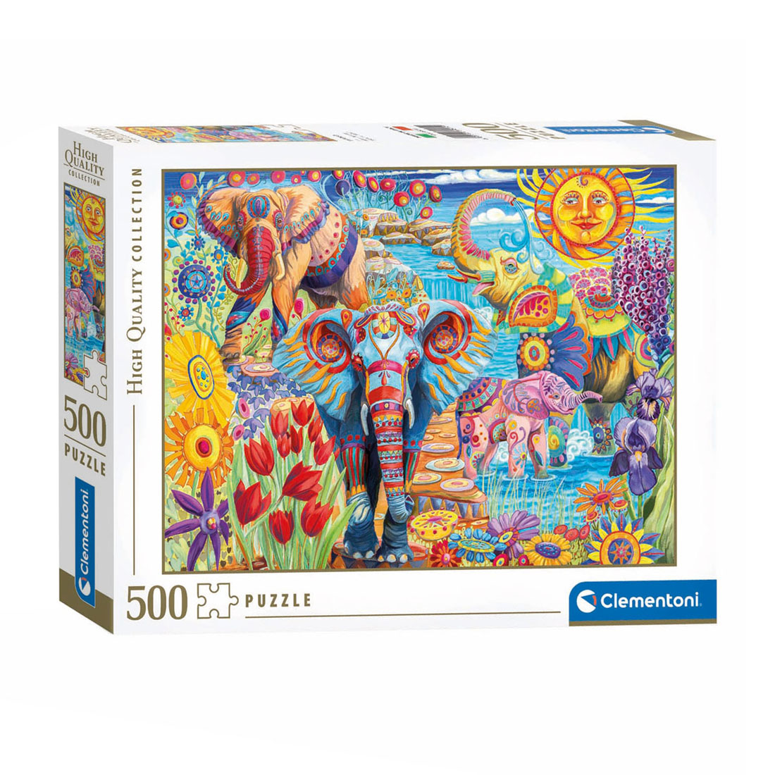 Clementoni - Clementoni Legpuzzel Kunstwerken Olifanten Carnaval, 500st.