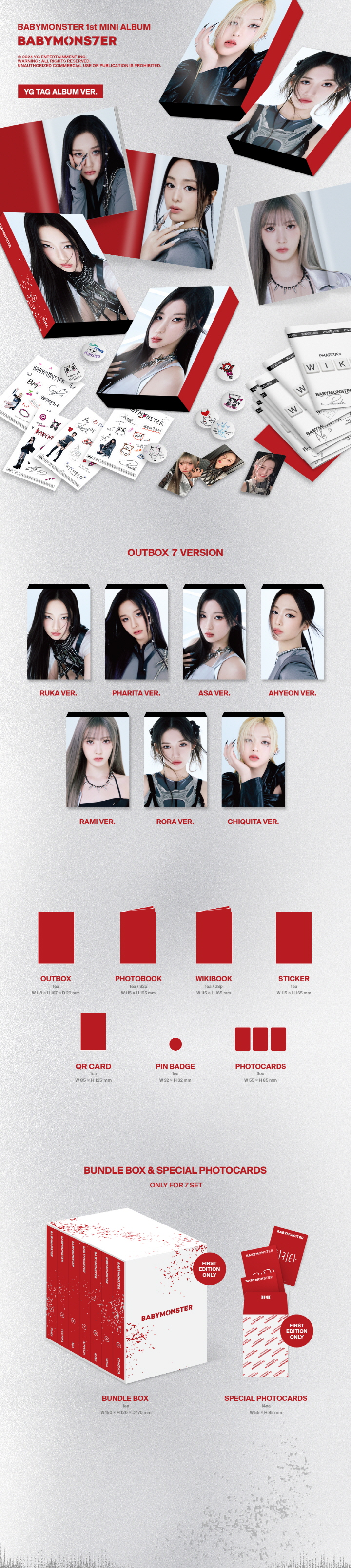 BABYMONSTER 1ST MINI ALBUM [BABYMONS7ER] YG TAG ALBUM VER. (RUKA, PHARITA, ASA,