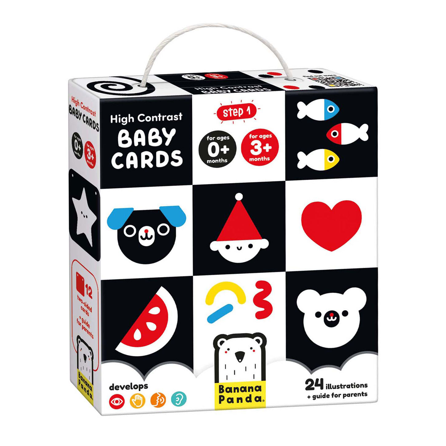 Banana Panda - Banana Panda - Hoog Contrast Babykaarten 0m+ / 3m+ - 24st.