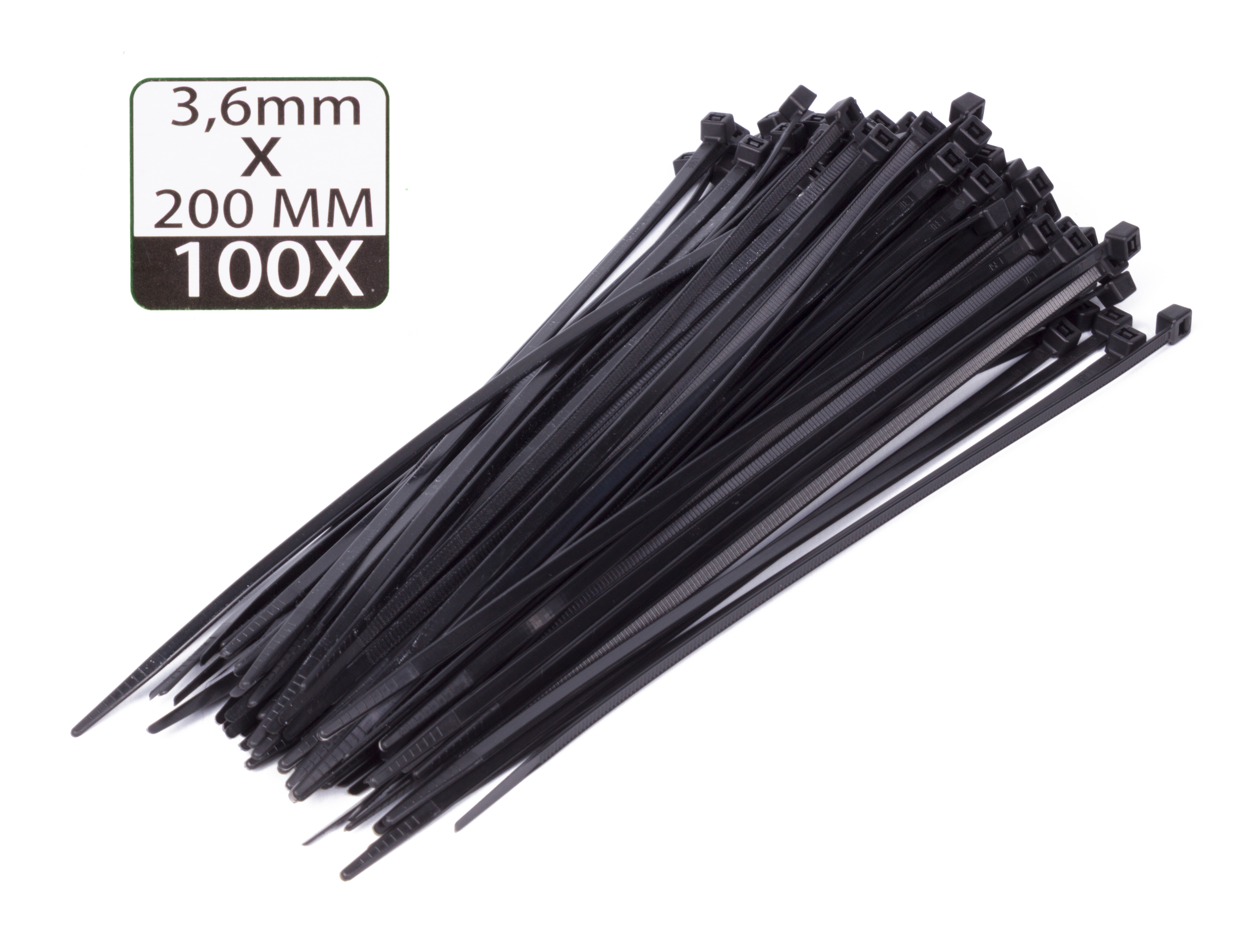 Tie ribs 3.6 x 200 mm 100 dlg zwart
