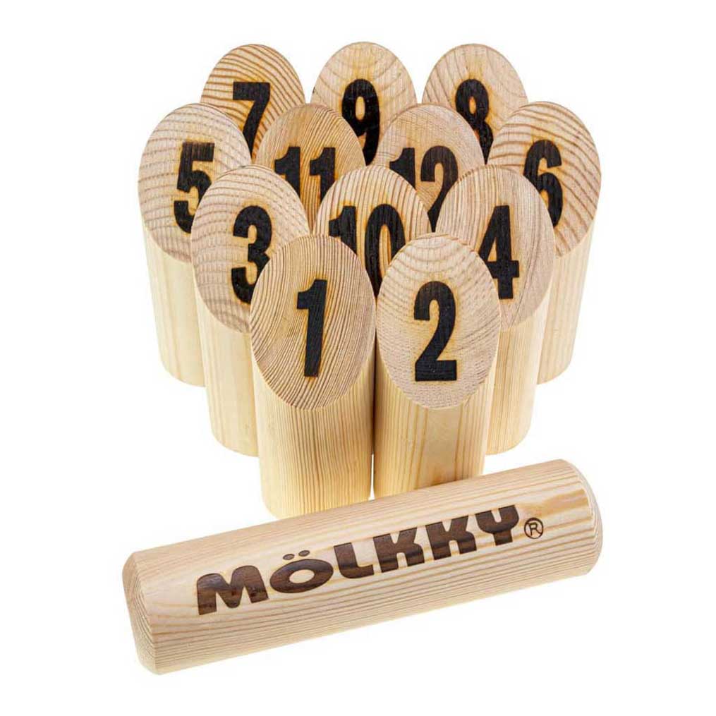 Molkky GO Grenenhout Werpspel met 12 Kegels