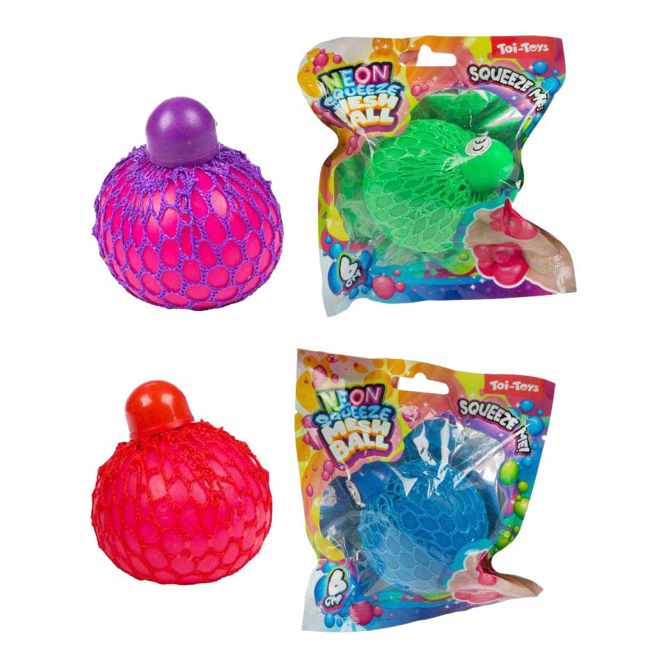 Toi-Toys - Fun Knijpbal Neon Mesh, 6 cm