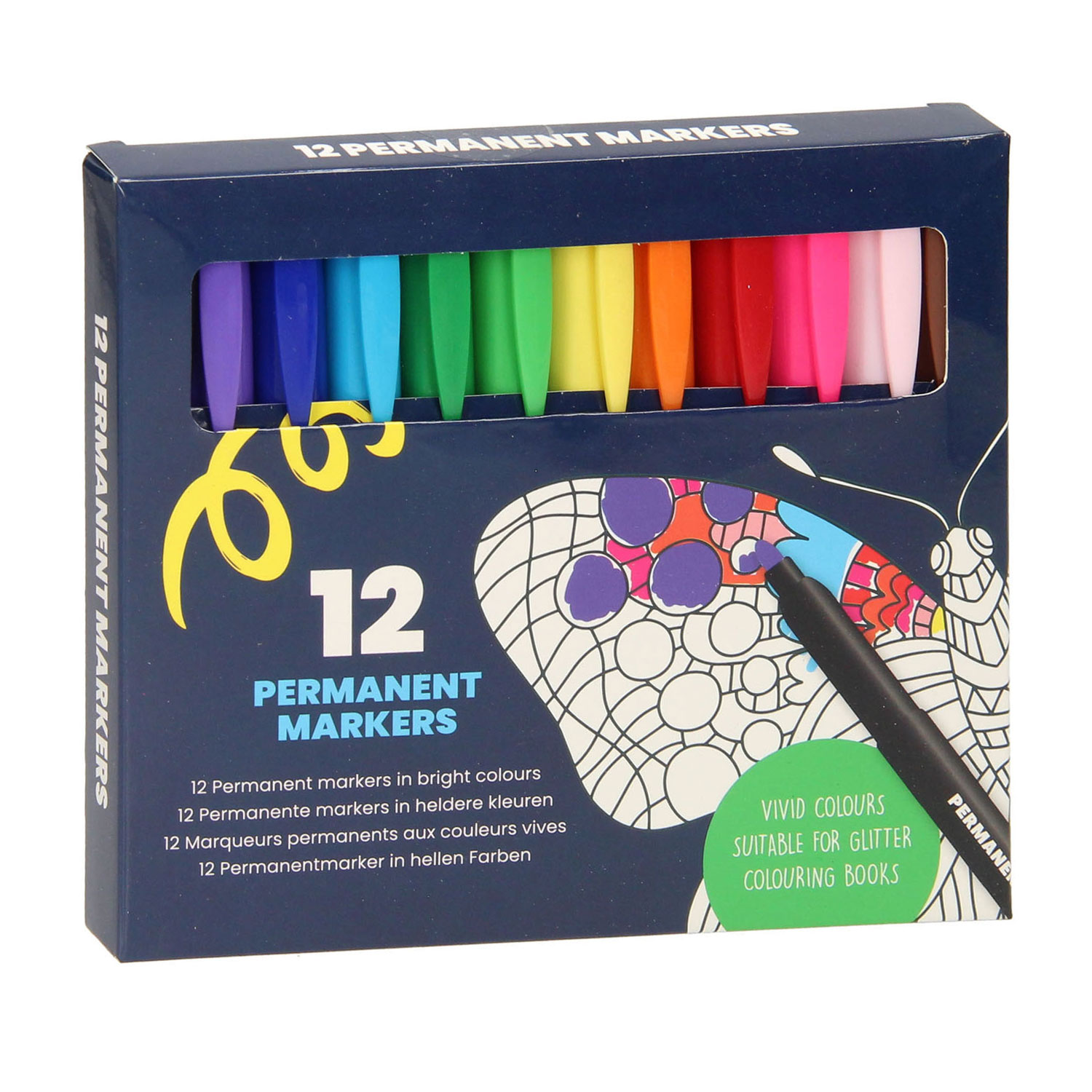 Permanent Markers Gekleurd, 12st.
