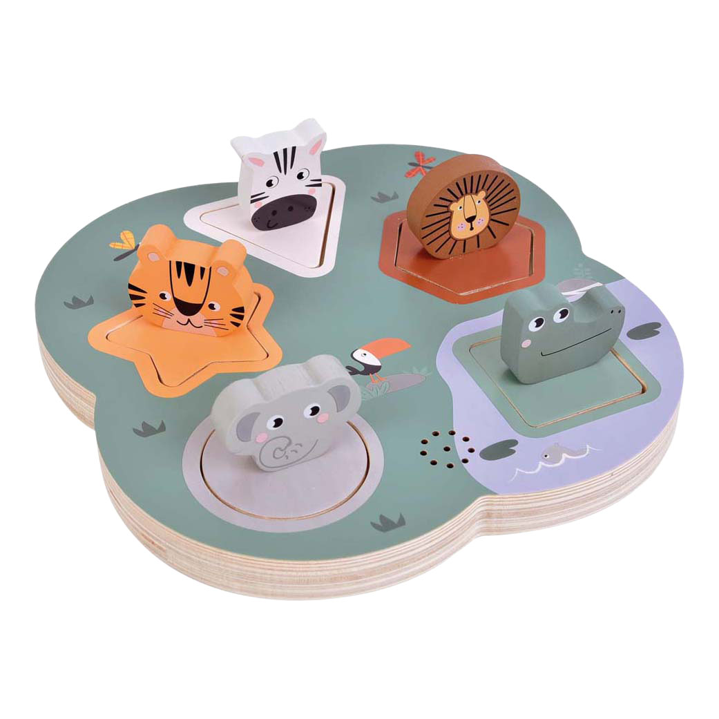 Small Foot - Houten 3D Dierengeluiden Puzzel Safari
