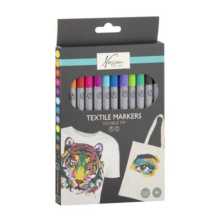 Creative Craft Group - Nassau Textiel Dual Markers - 12st.