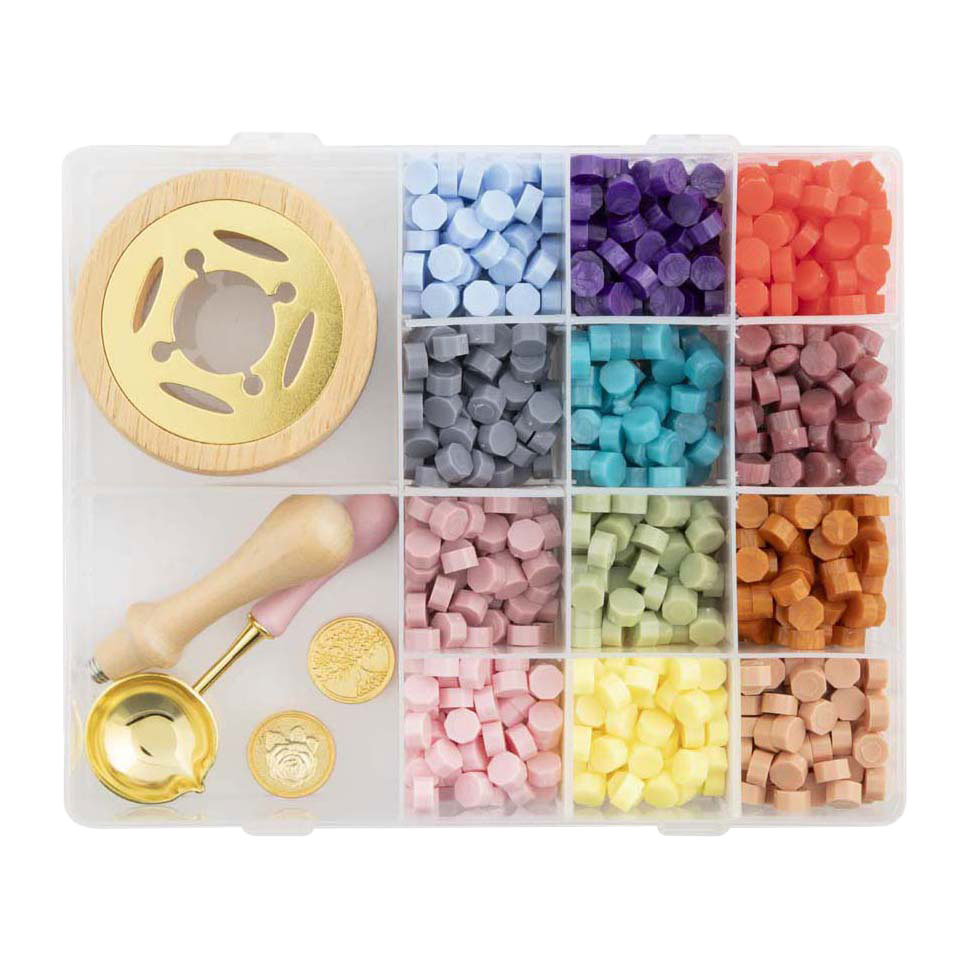 Creative Craft Group - Lakzegel Set - incl. 12 Kleuren, 2 Stempels & Lepel