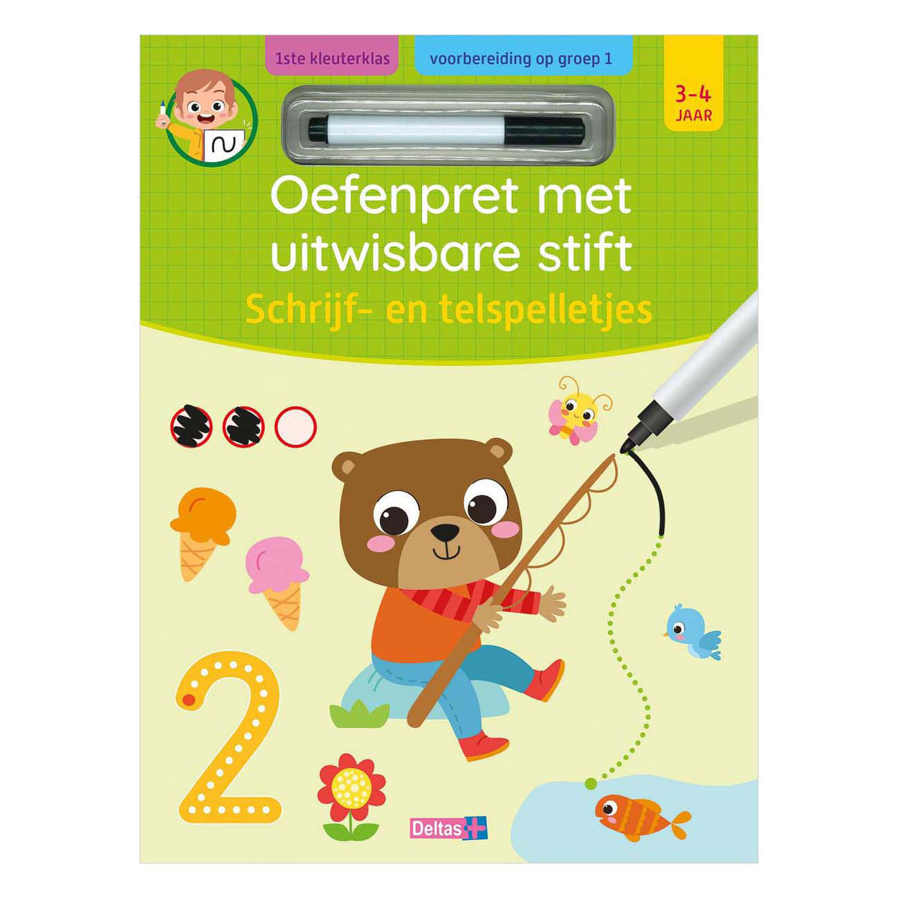 Oefenpret uitwisbare stift - Schrijf- en telspelletjes - 3-4 Jaar