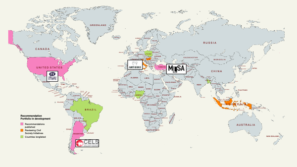 Global map shows prioritised countries and CSO recommendation