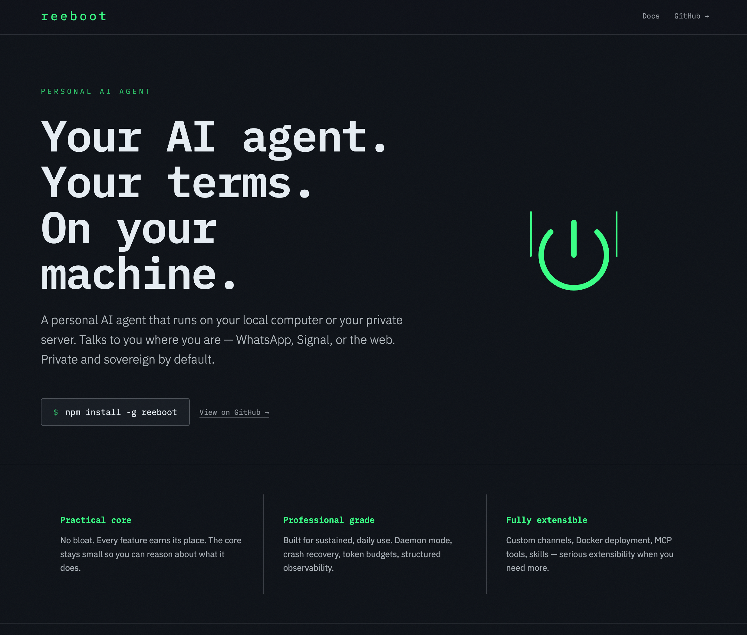 reeboot - Personal AI agent. 