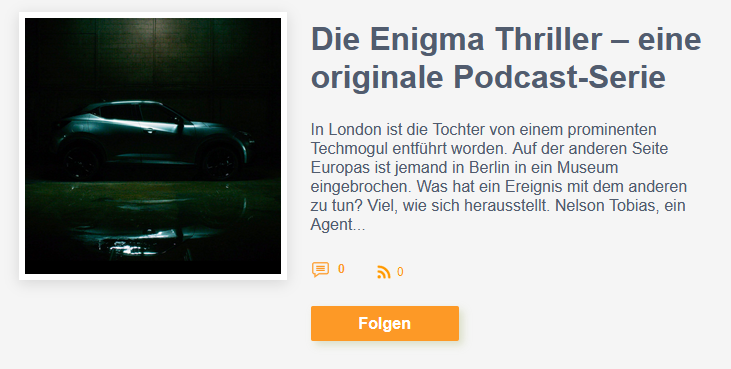 Screenshot Nissan Enigma Thriller Podcast