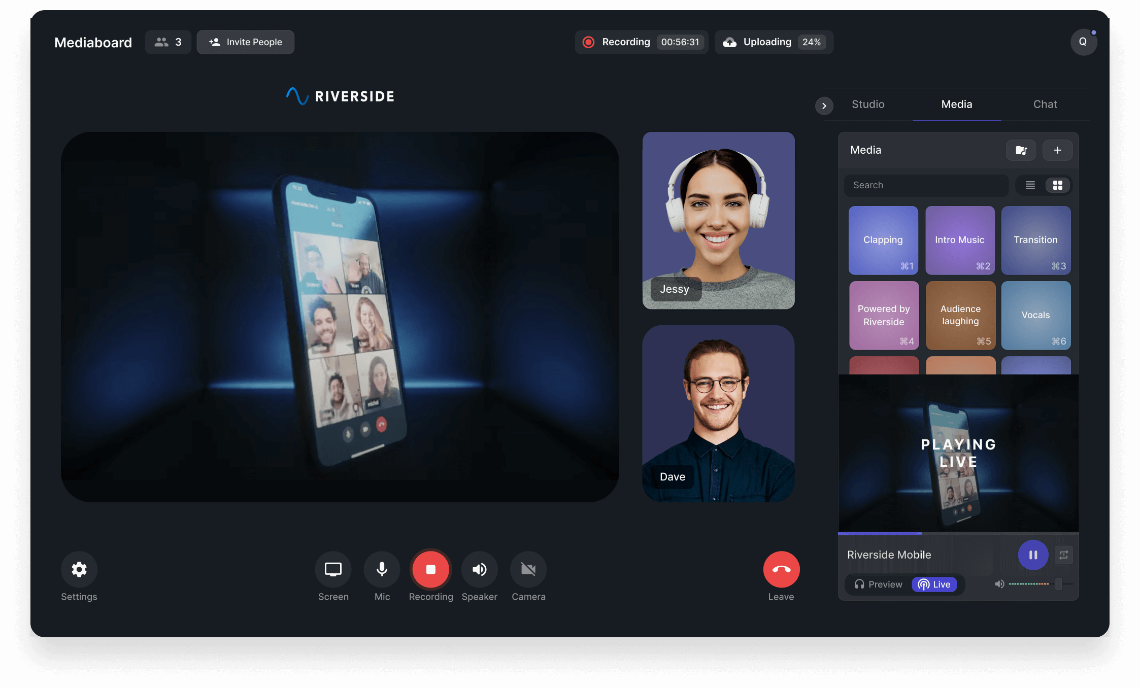 Riverside.fm stellt Media Board vor