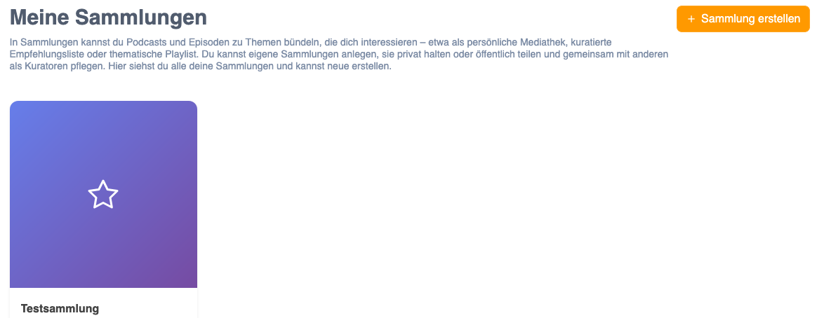Sammlungen auf podcast.de
