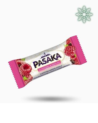 Barrita de requeson glaseada en chocolate blanco con sabor a frambuesa 40g
