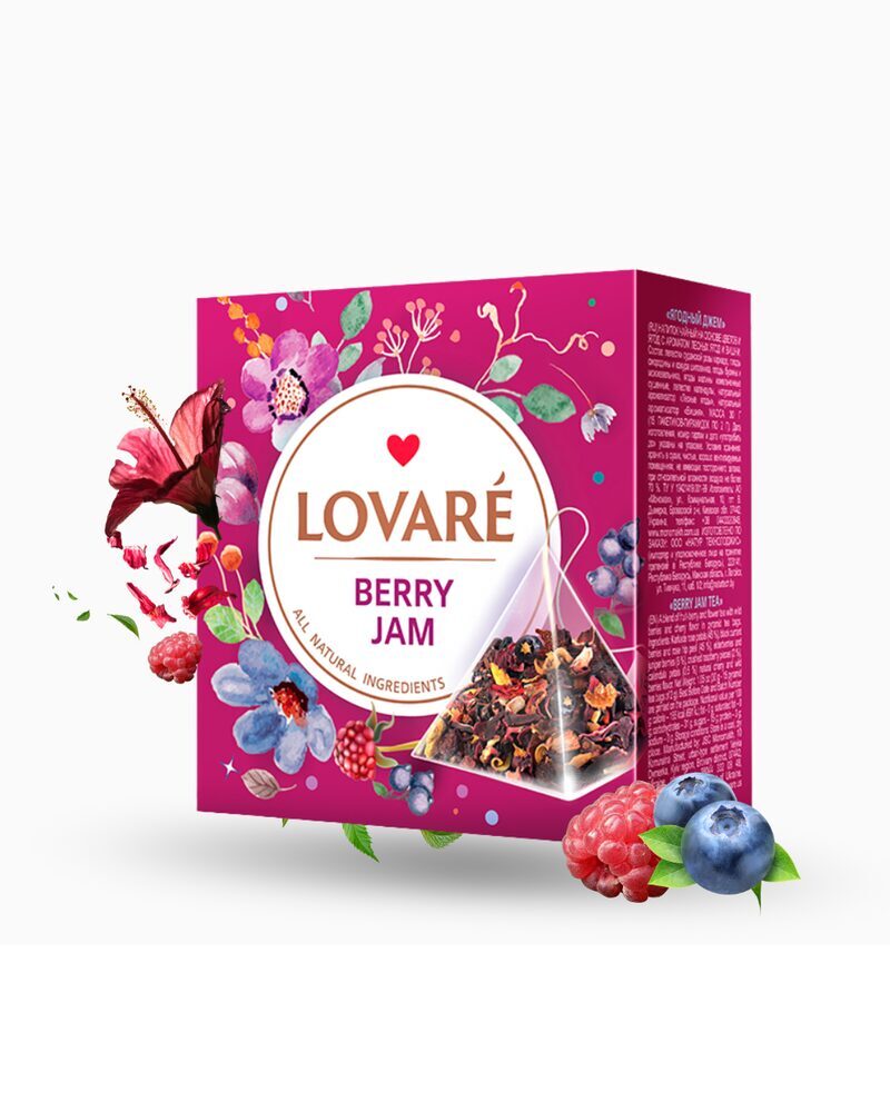 Té de hierbas de hibisco Berry Jam en pirámides 30g