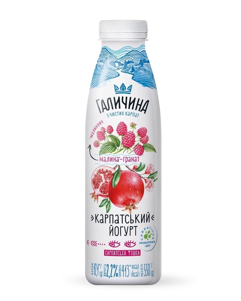 Yogur Karpatsky 2,2% frambuesa-granada 550 g