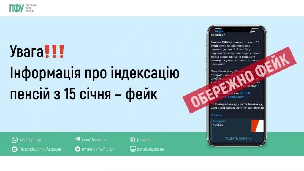 Увага! Ніяких анкет. Українців попередили про фейк щодо індексації пенсій з 15 січня