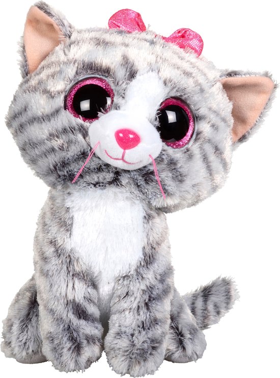Ty Beanie Boo's Kiki pluche grijs kat knuffel 15 cm