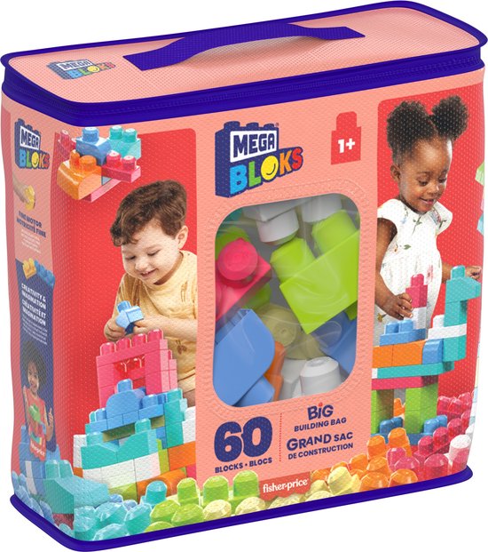 MEGA Bloks Grote bouwtas - 60 blokken - Roze bouwstenen