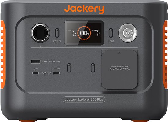 Jackery - Explorer 300 Plus – Draagbare Powerstation - Draagbare Zonnegenerator, 288Wh LiFePO4 Batterij - 300W AC Uitgangen (600W Peak) - Volledig Opladen in 2 uur