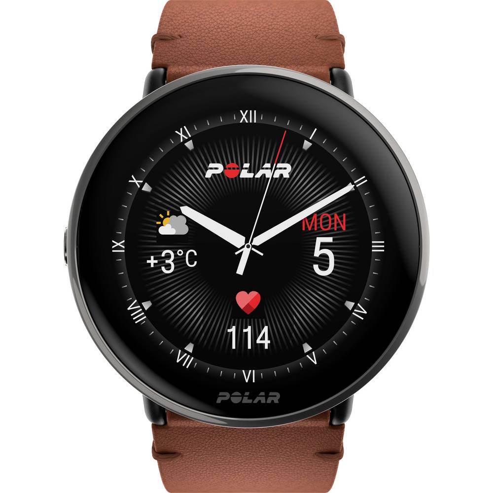 Polar Smartwatch Ignite 3 Titan met Bruin Leren Bandje