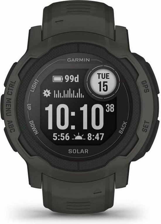 Garmin Instinct 2 Solar - 45 mm - grafiet - sporthorloge met band - silicone - afmeting pols: 135-230 mm - monochroom - 32 MB - Bluetooth