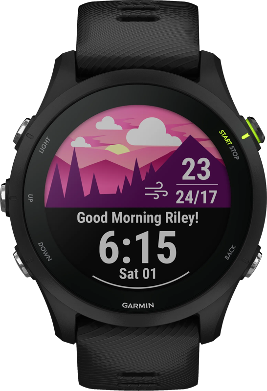 Garmin Smartwatch Forerunner 255 Music Zwart met Zwart horlogebandje