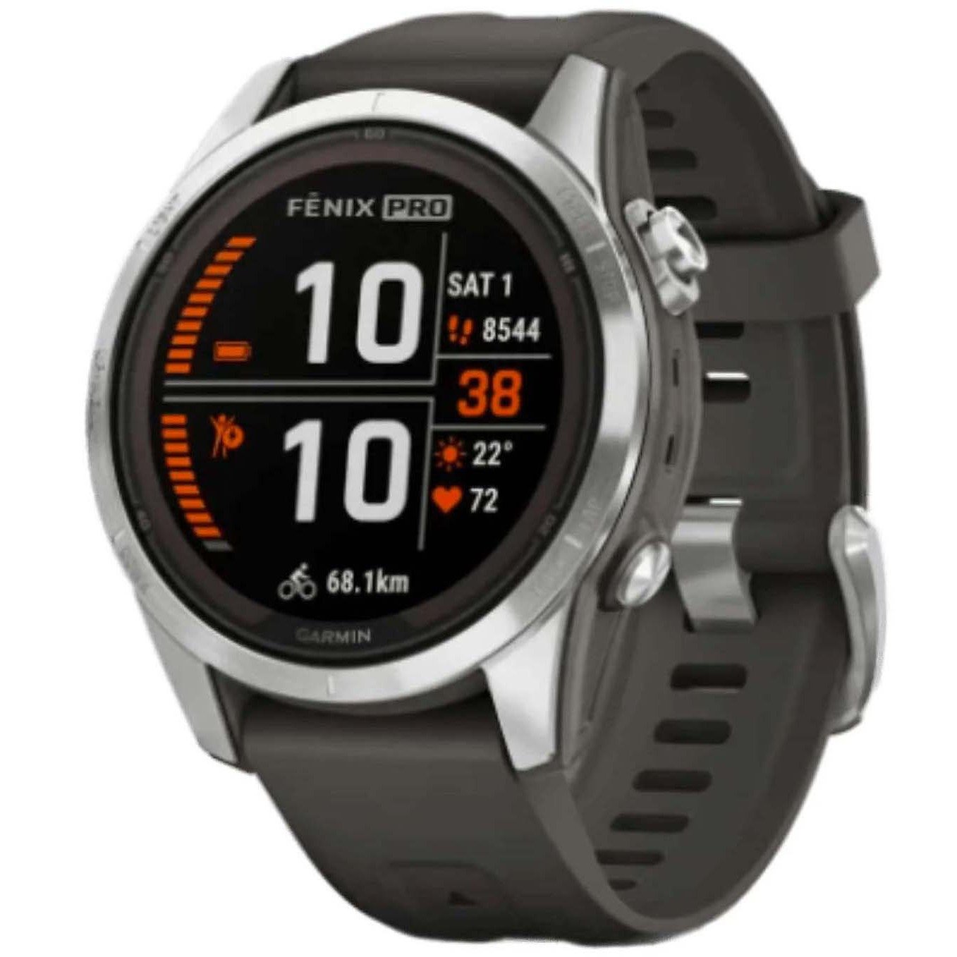 Garmin Smartwatch Fenix 7S Pro Solar Edition 42mm Silver met Grafieten band
