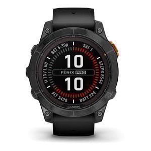 Garmin Smartwatch Fenix 7 Pro Solar Edition 47 mm Slate Gray met zwart siliconen horlogebandje