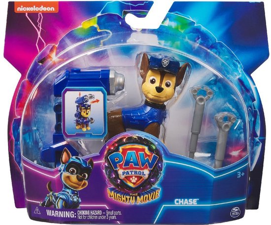 PAW Patrol The Mighty Movie - PAW Patrol speelfiguur met rugzak met clip en 2 projectielen - stijlen kunnen variëren