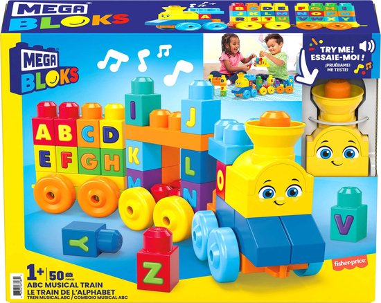Mega Bloks First Builders ABC Leren Speelgoedtrein - Bouwset met 50 bouwstenen